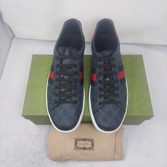 Gucci BLACK GG SUPREME Ace GG Supreme Low Top Sneaker - Picture 8 of 12